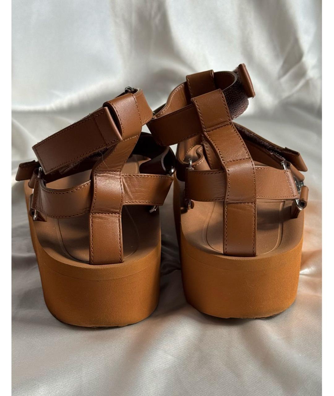 HERMES Коричневые сандалии из кожи аллигатора, фото 4