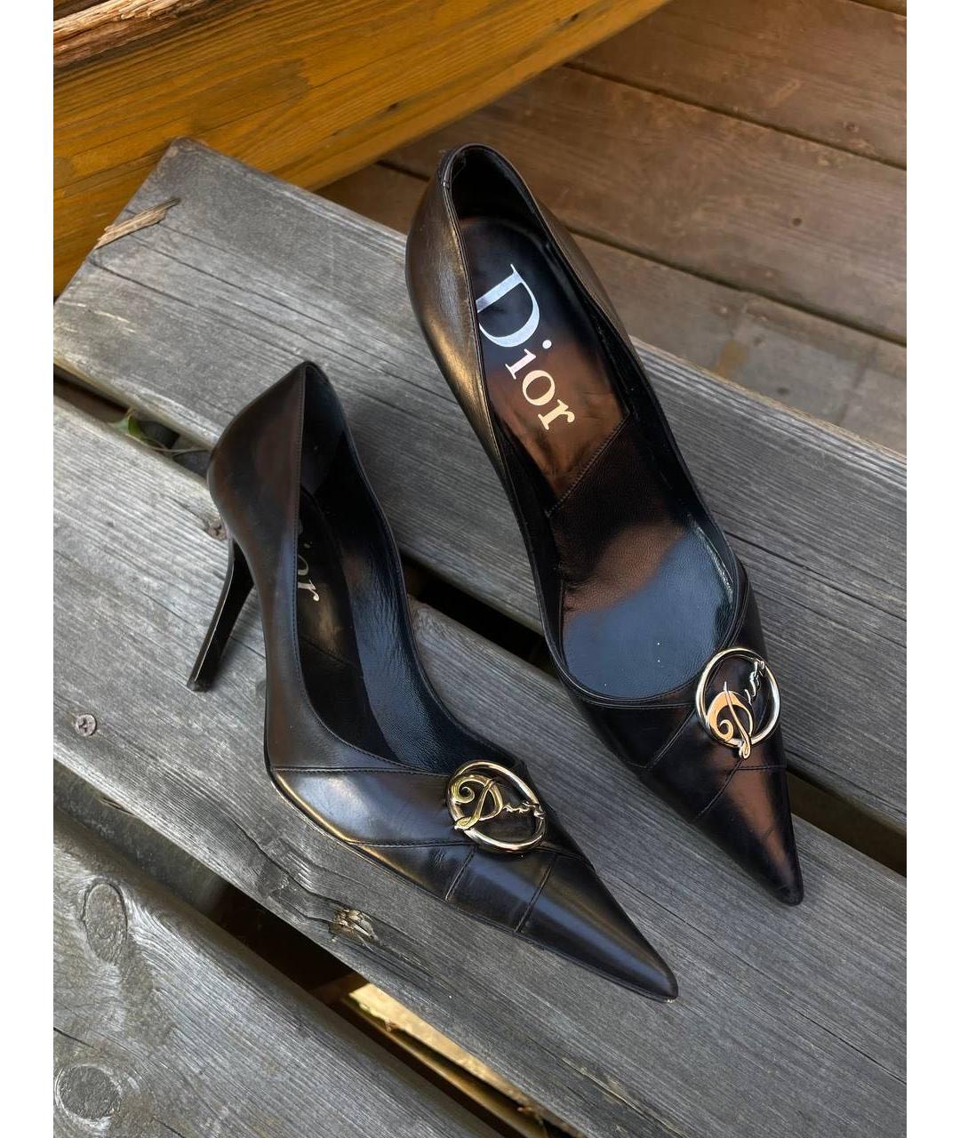 CHRISTIAN DIOR Черные кожаные туфли, фото 2