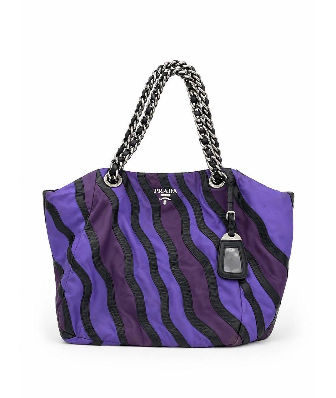 PRADA Фиолетовая кожаная сумка тоут, фото 1