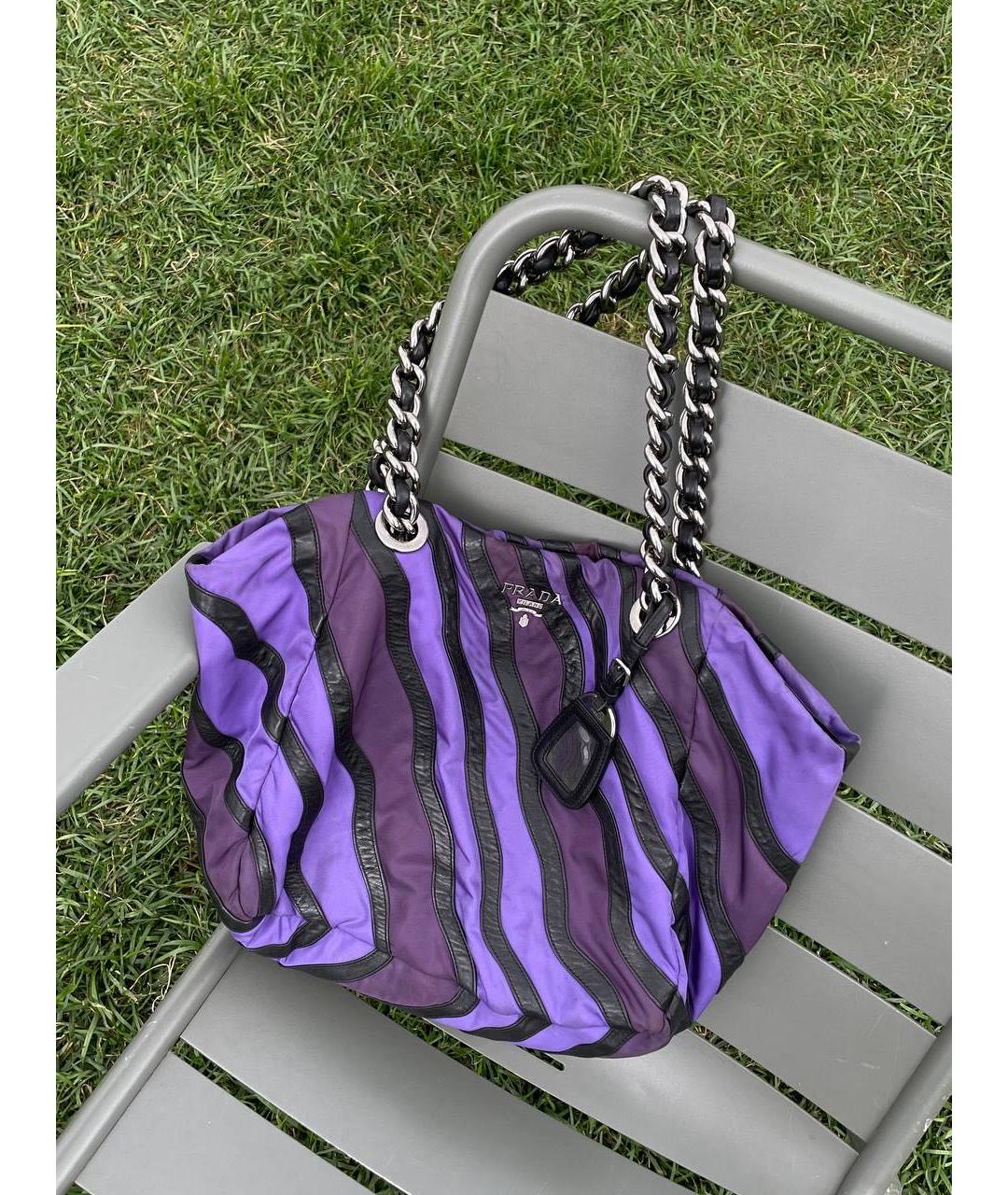 PRADA Фиолетовая кожаная сумка тоут, фото 5