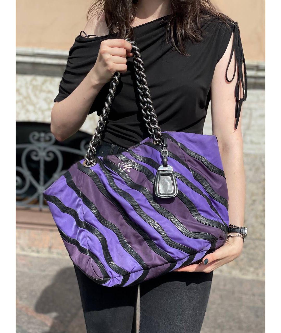 PRADA Фиолетовая кожаная сумка тоут, фото 3