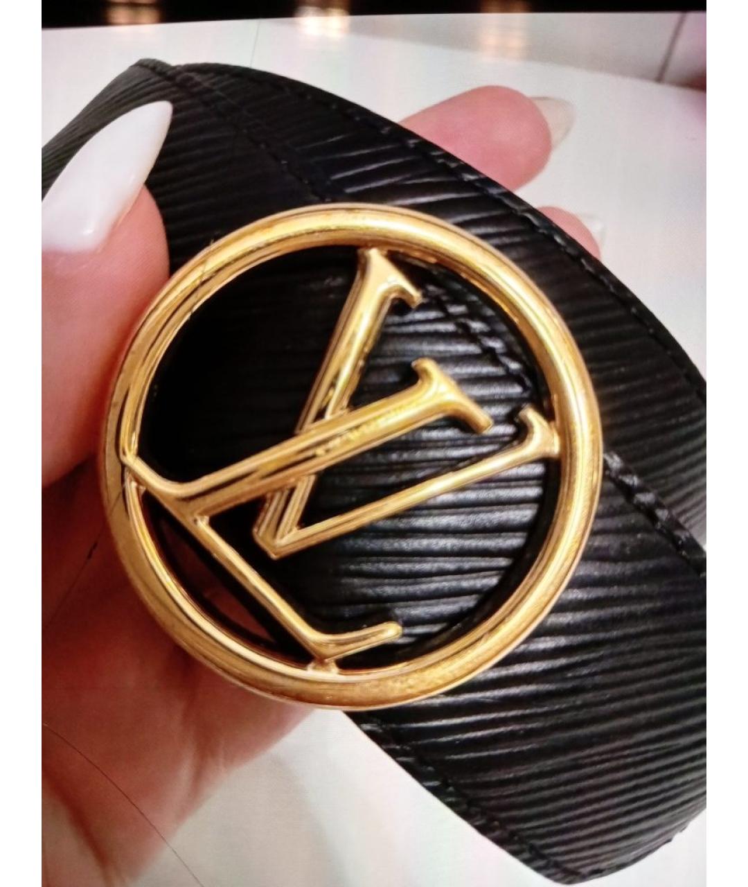 LOUIS VUITTON Черный кожаный ремень, фото 2