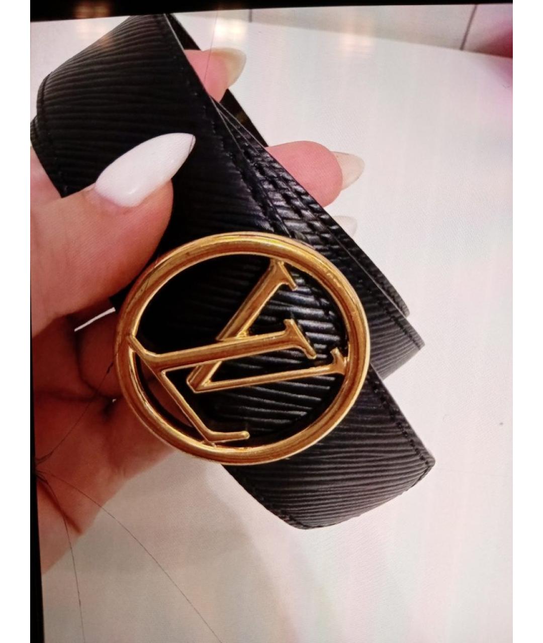 LOUIS VUITTON Черный кожаный ремень, фото 6