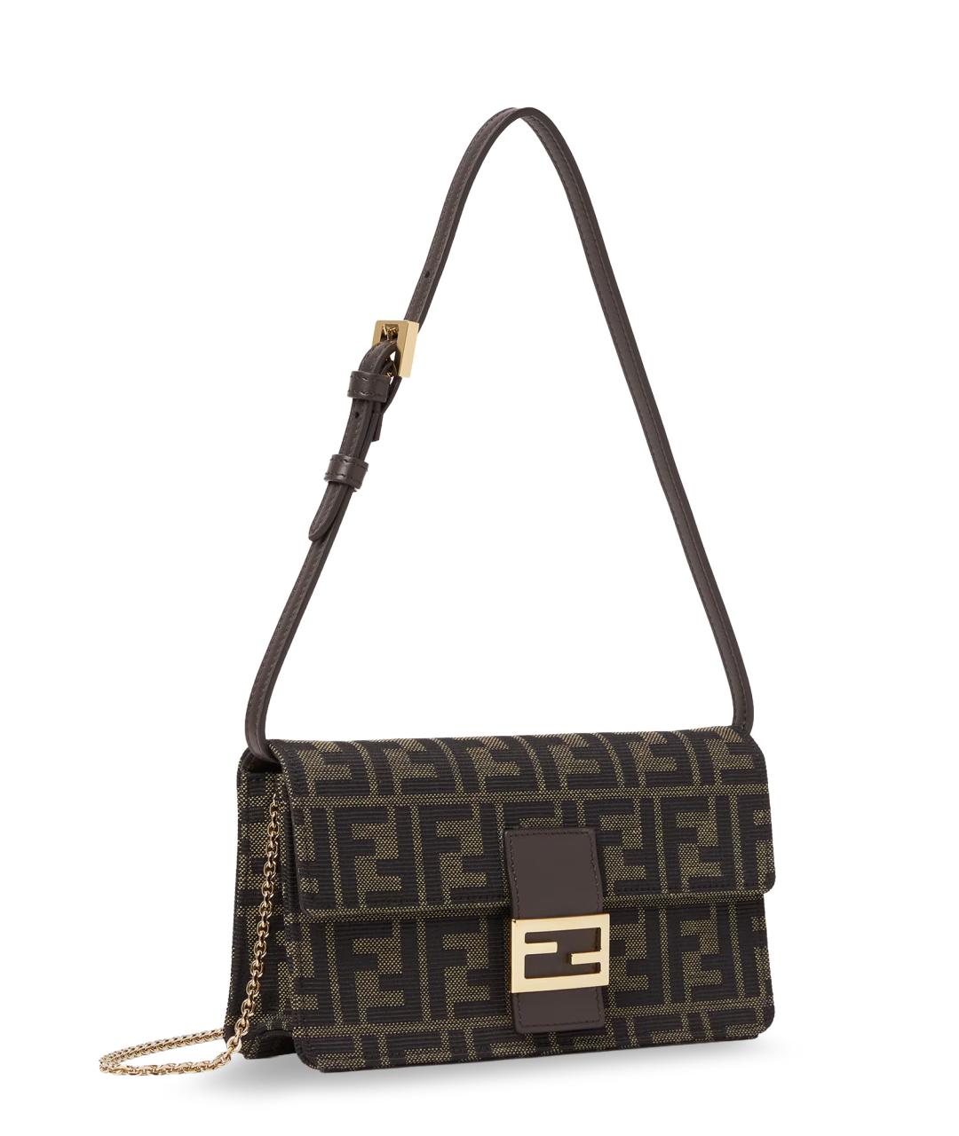 FENDI Коричневая тканевая сумка через плечо, фото 3