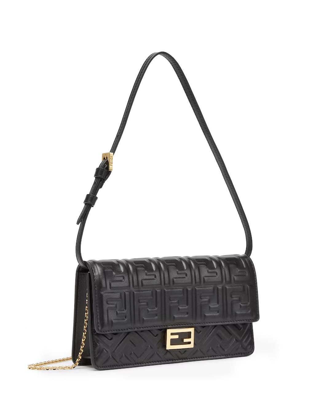 FENDI Черная кожаная сумка через плечо, фото 3