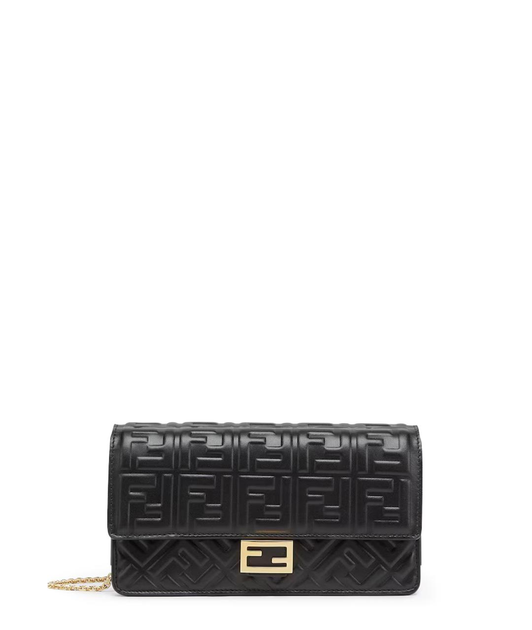 FENDI Черная кожаная сумка через плечо, фото 1