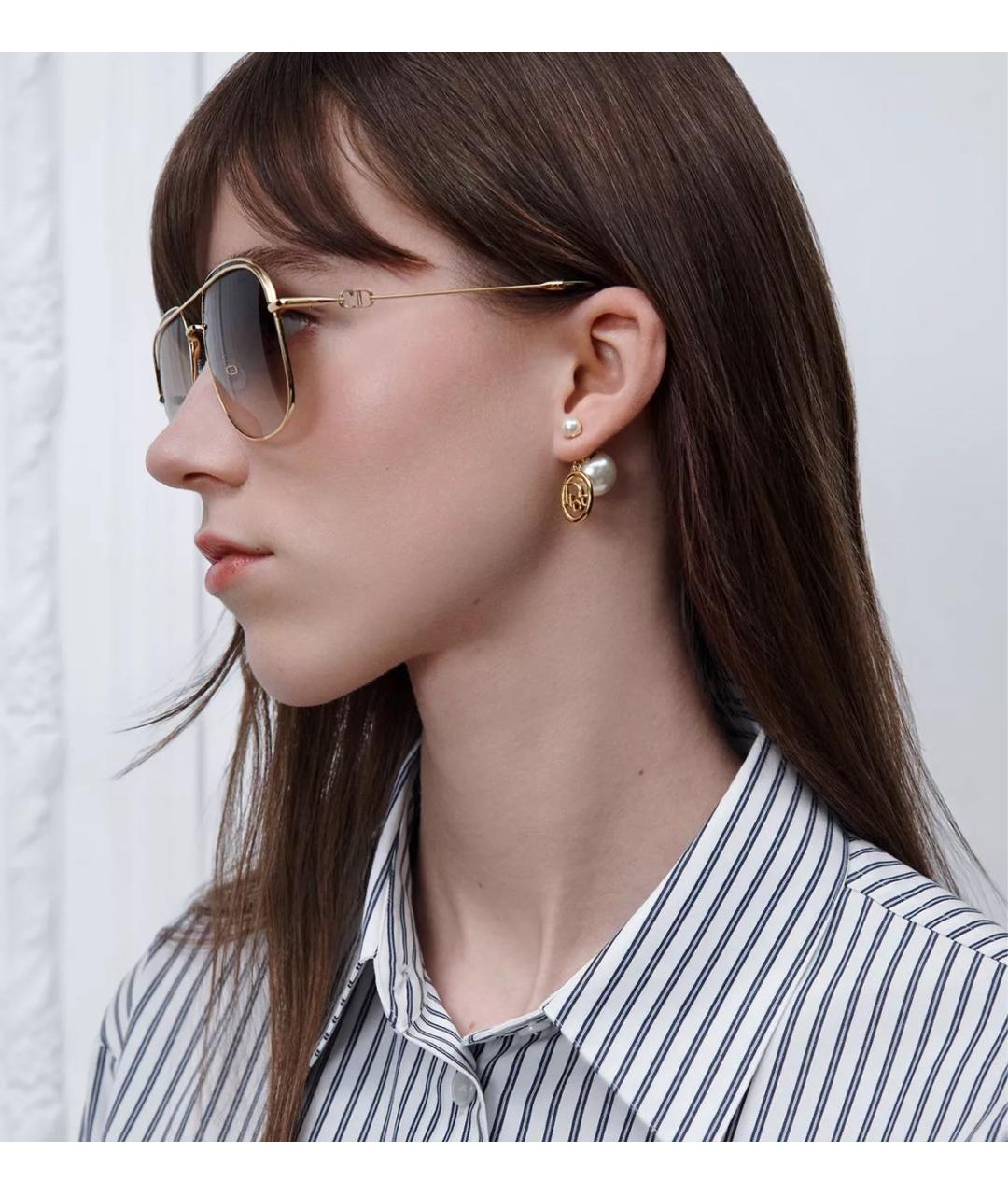 CHRISTIAN DIOR Золотые металлические серьги, фото 2