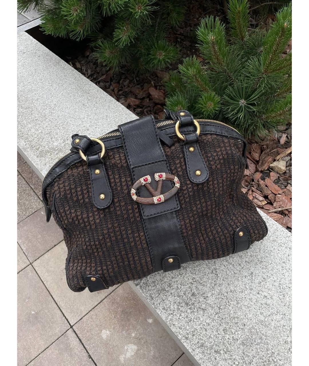 VALENTINO Коричневая тканевая сумка тоут, фото 3