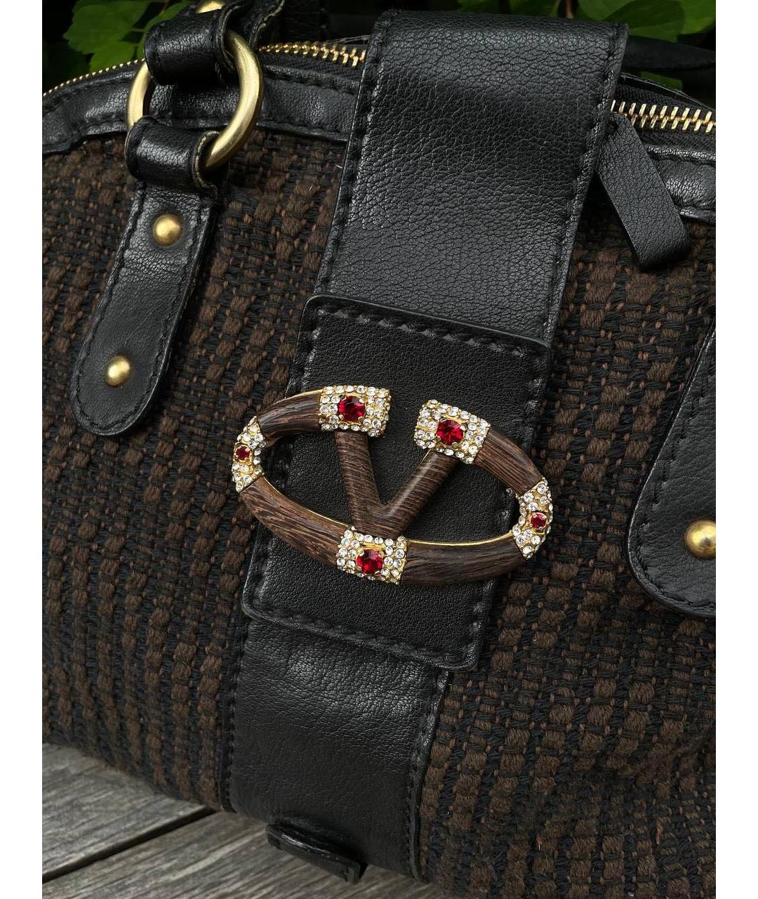 VALENTINO Коричневая тканевая сумка тоут, фото 2