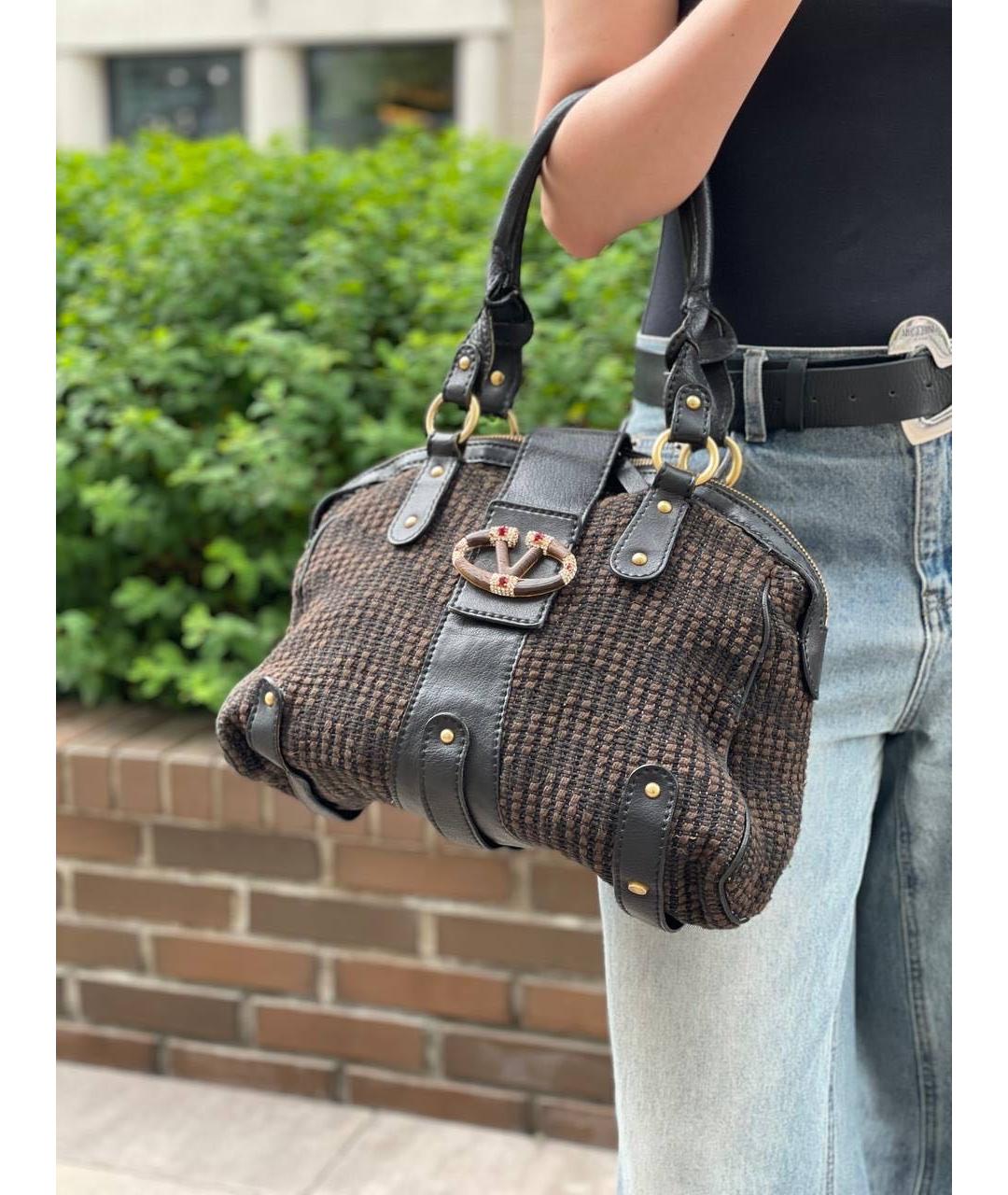 VALENTINO Коричневая тканевая сумка тоут, фото 5