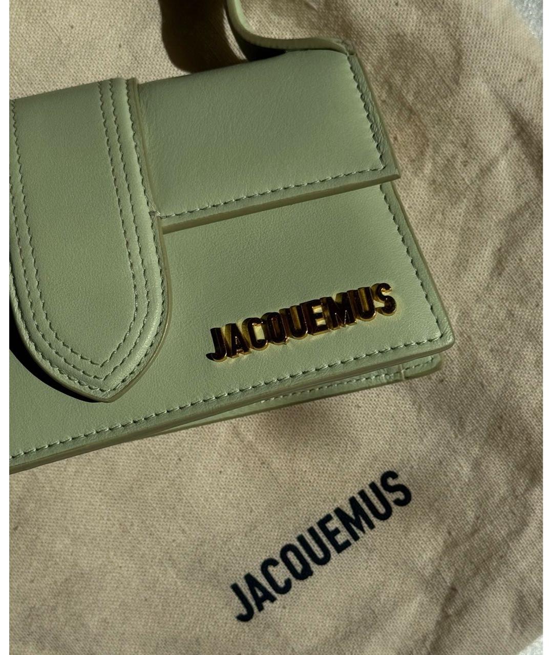 JACQUEMUS Салатовая кожаная сумка с короткими ручками, фото 4