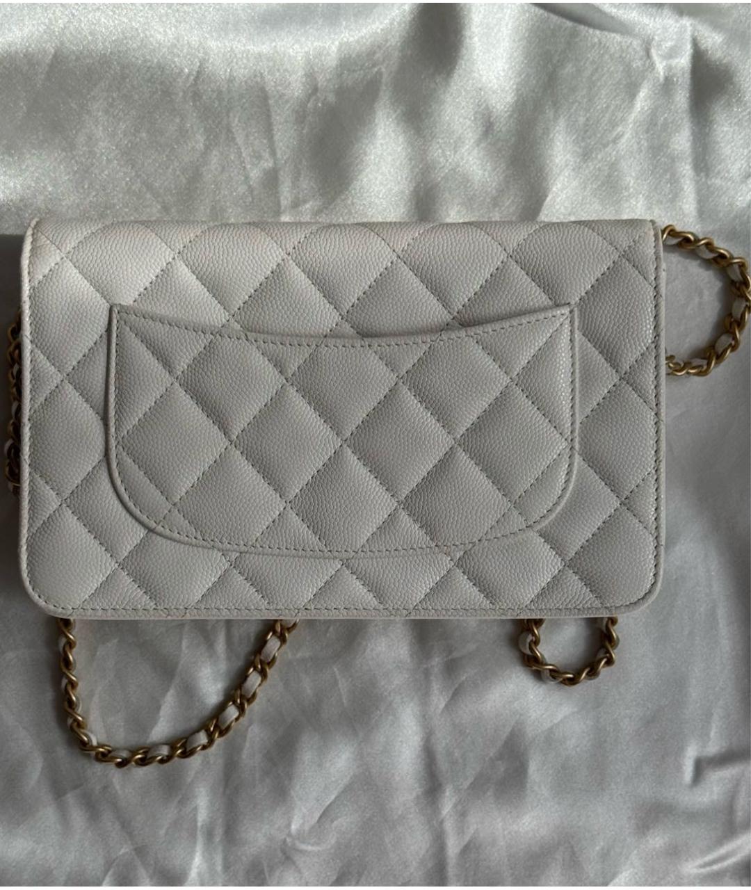 CHANEL Белая кожаная сумка через плечо, фото 3