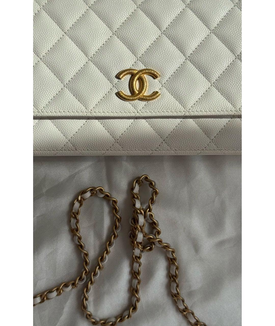 CHANEL Белая кожаная сумка через плечо, фото 6