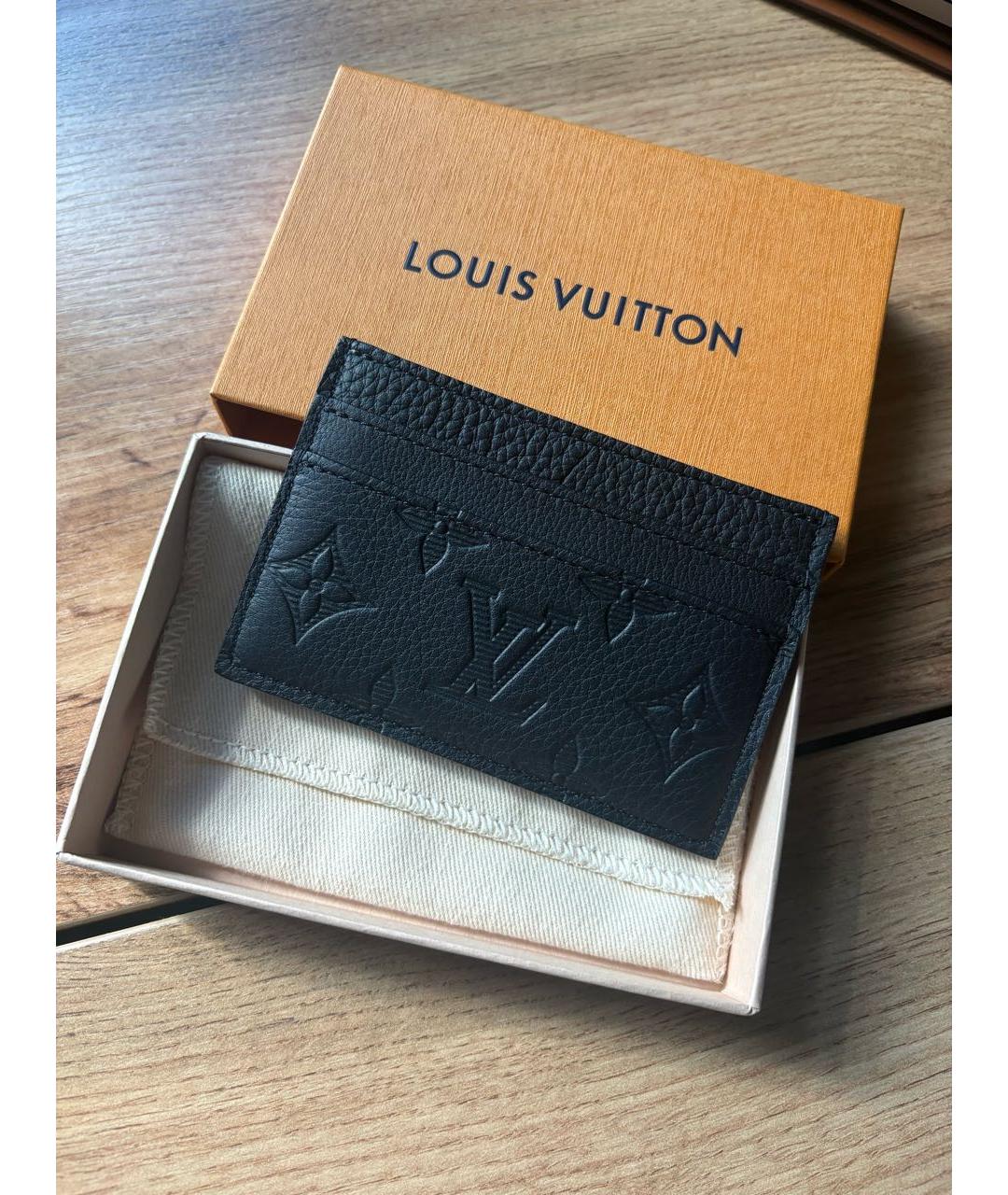 LOUIS VUITTON Черный кожаный кардхолдер, фото 2