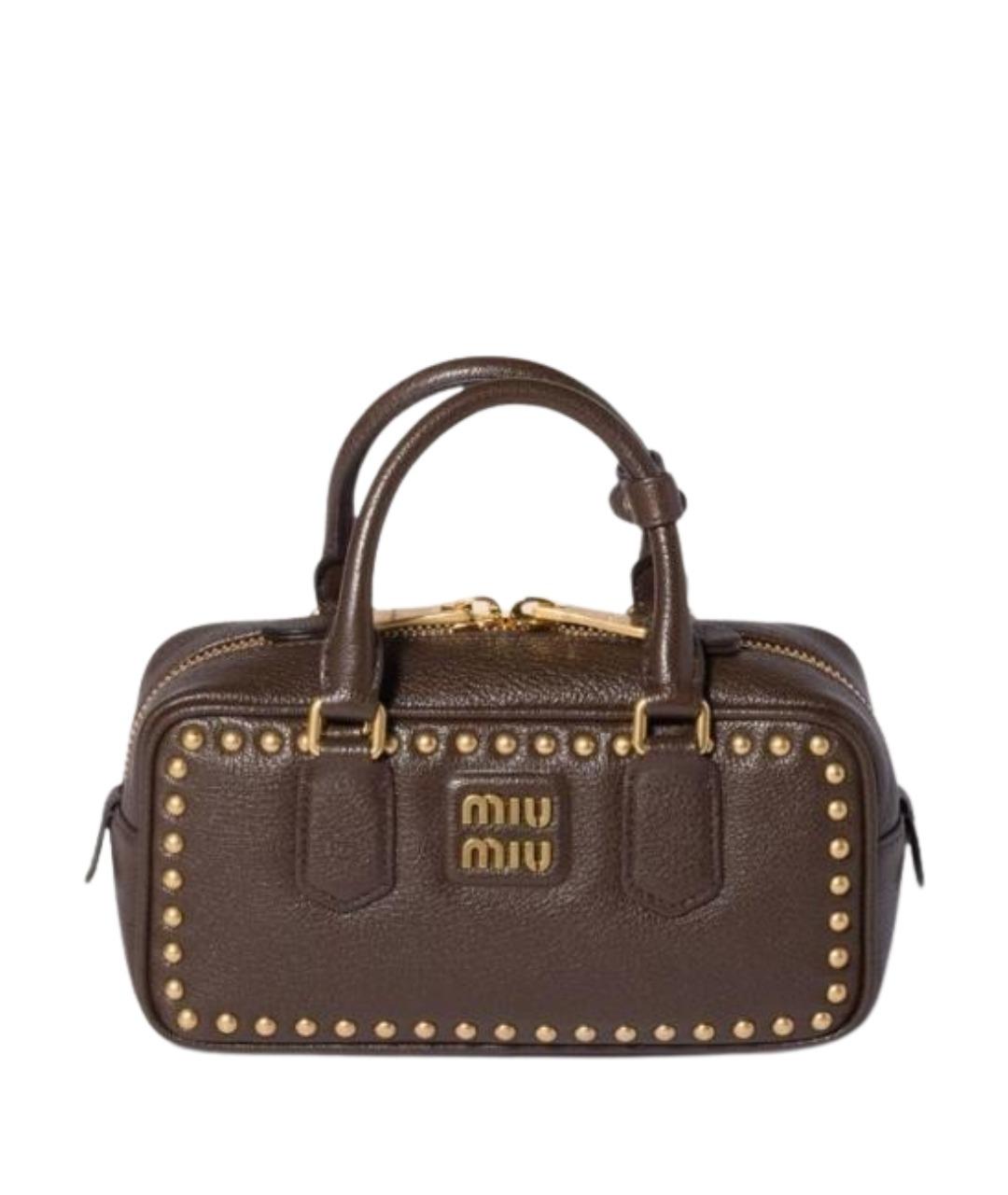 MIU MIU Коричневая кожаная сумка с короткими ручками, фото 1