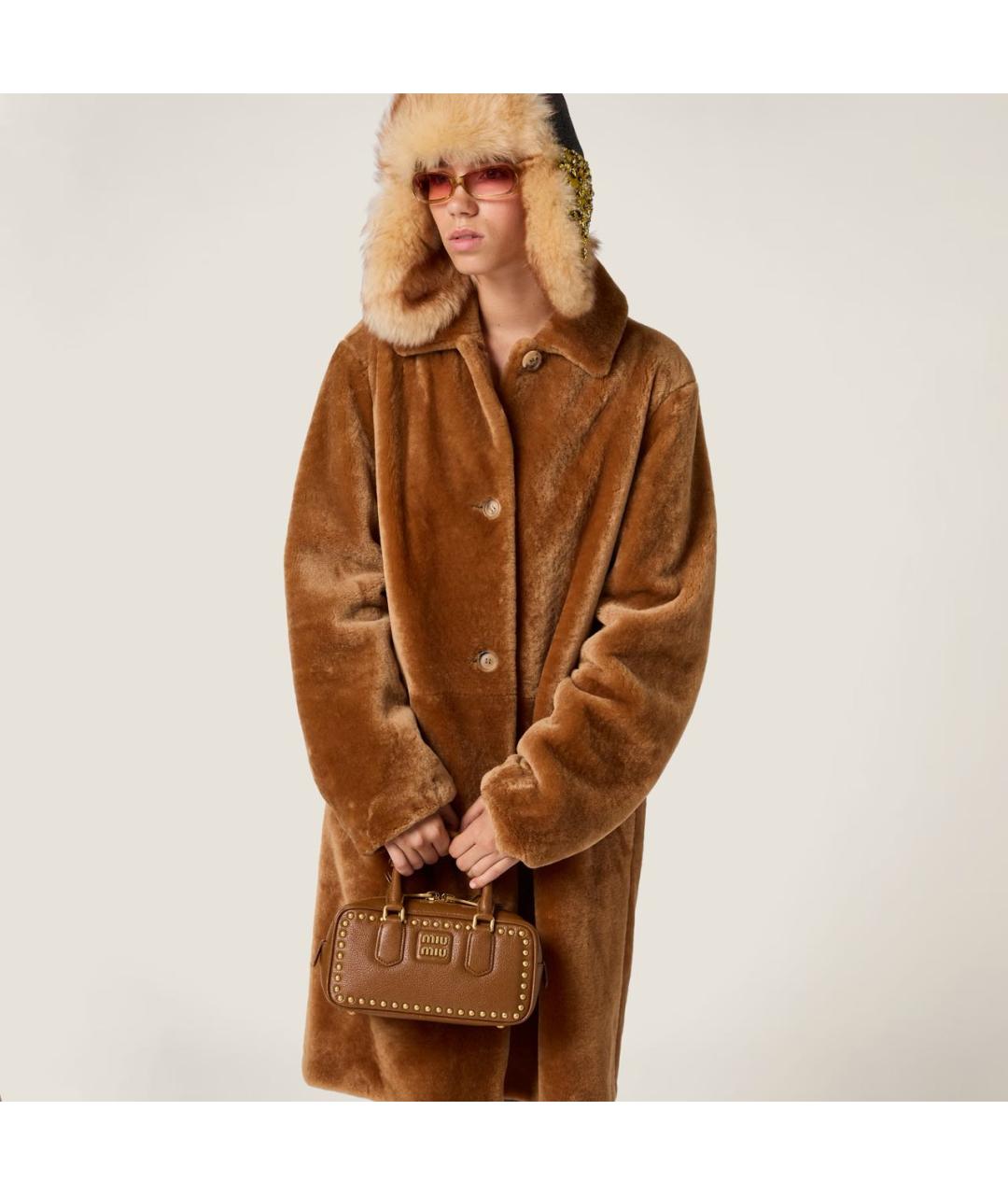 MIU MIU Коричневая кожаная сумка с короткими ручками, фото 2