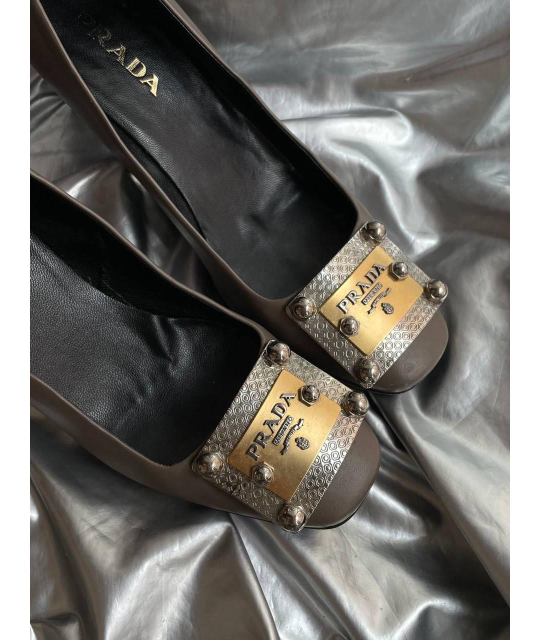 PRADA Коричневые кожаные туфли, фото 7