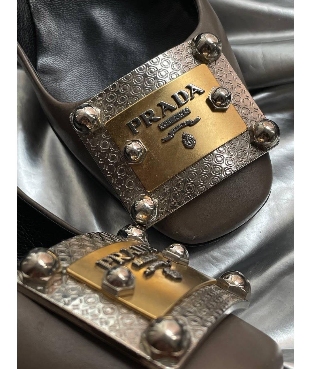 PRADA Коричневые кожаные туфли, фото 4