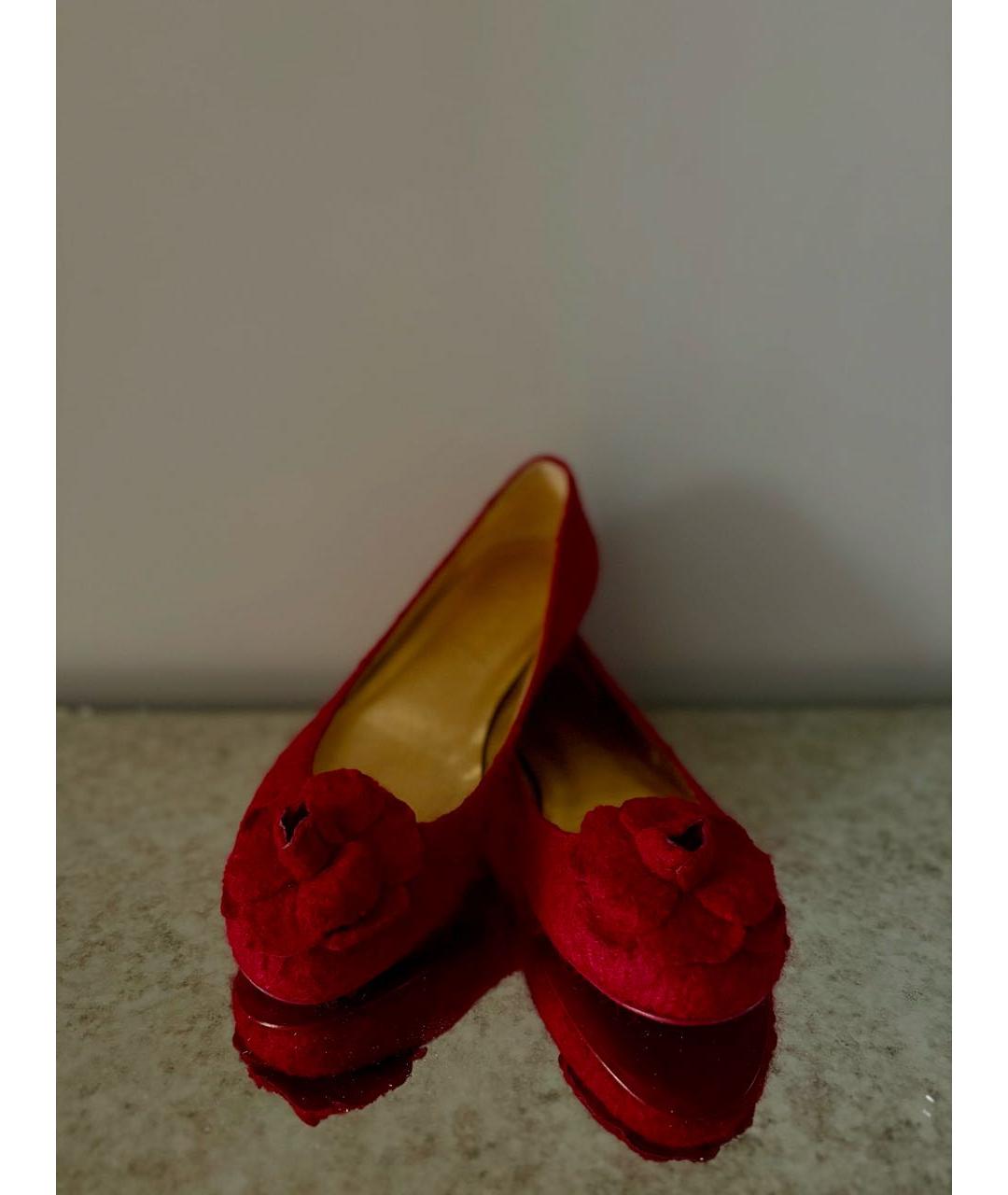 CHANEL Красные балетки, фото 6
