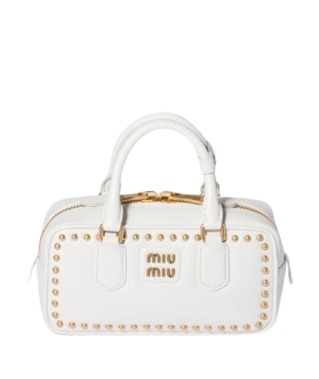MIU MIU Белая кожаная сумка с короткими ручками, фото 1