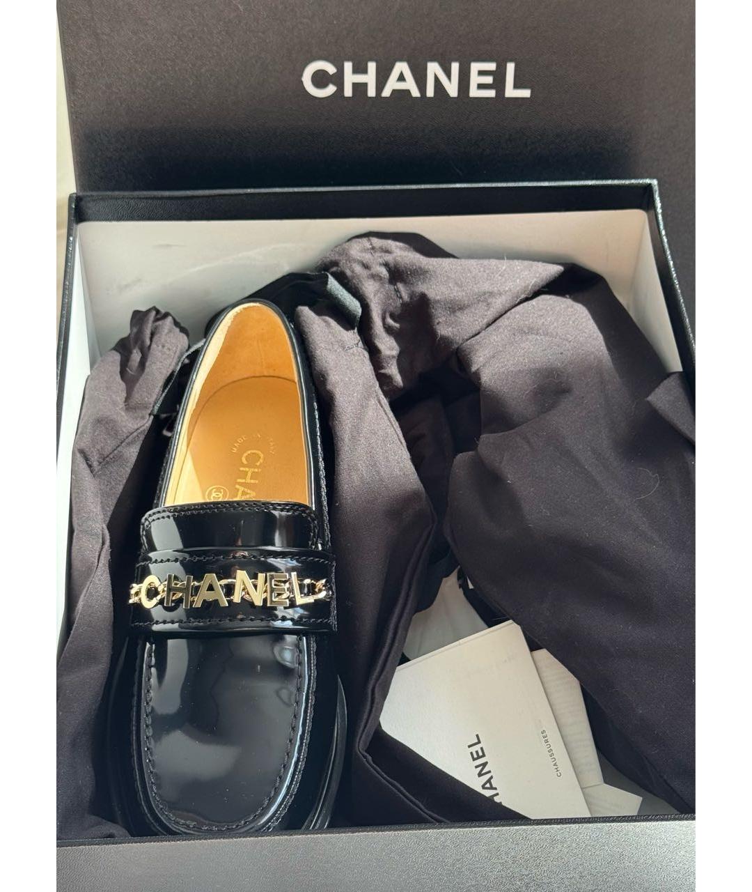 CHANEL Черные лоферы из лакированной кожи, фото 8