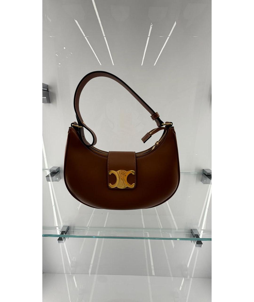 CELINE Коричневая сумка с короткими ручками из канвы, фото 3