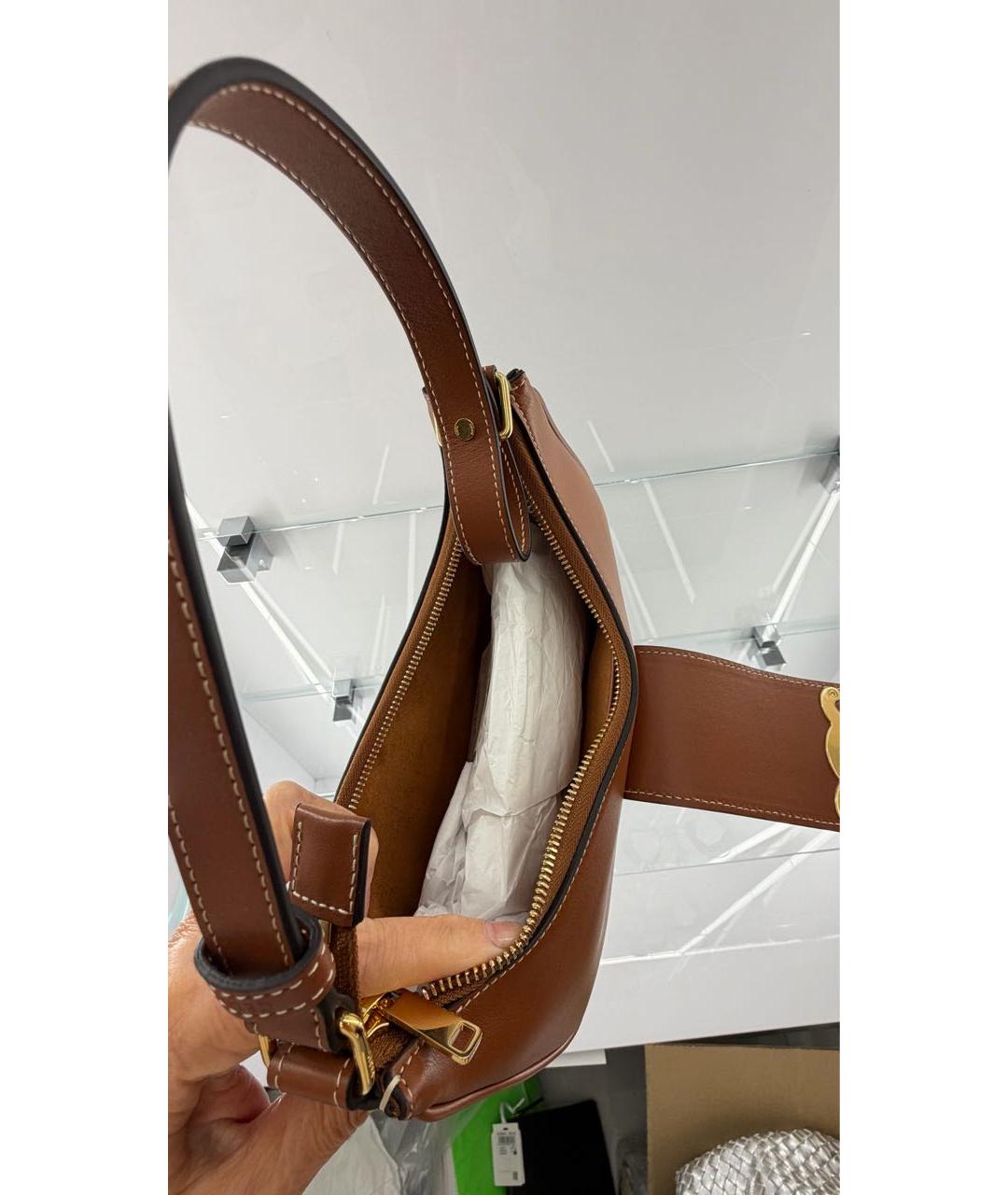 CELINE Коричневая сумка с короткими ручками из канвы, фото 5