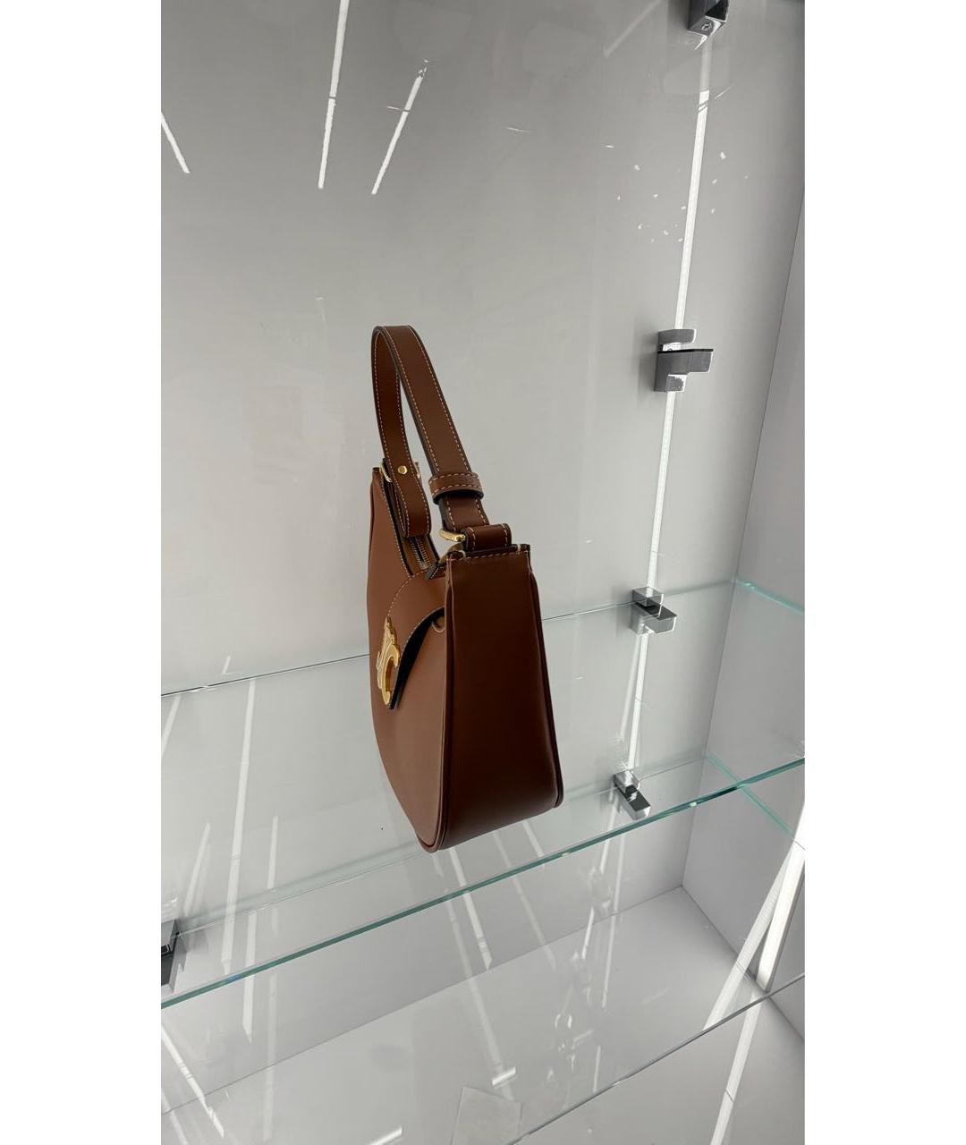 CELINE Коричневая сумка с короткими ручками из канвы, фото 2