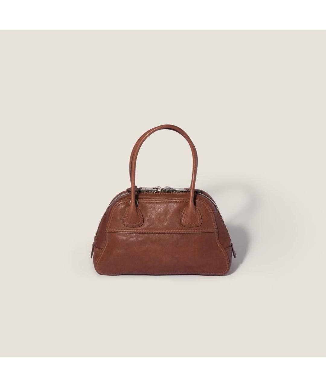 MIU MIU Коричневая кожаная сумка с короткими ручками, фото 4