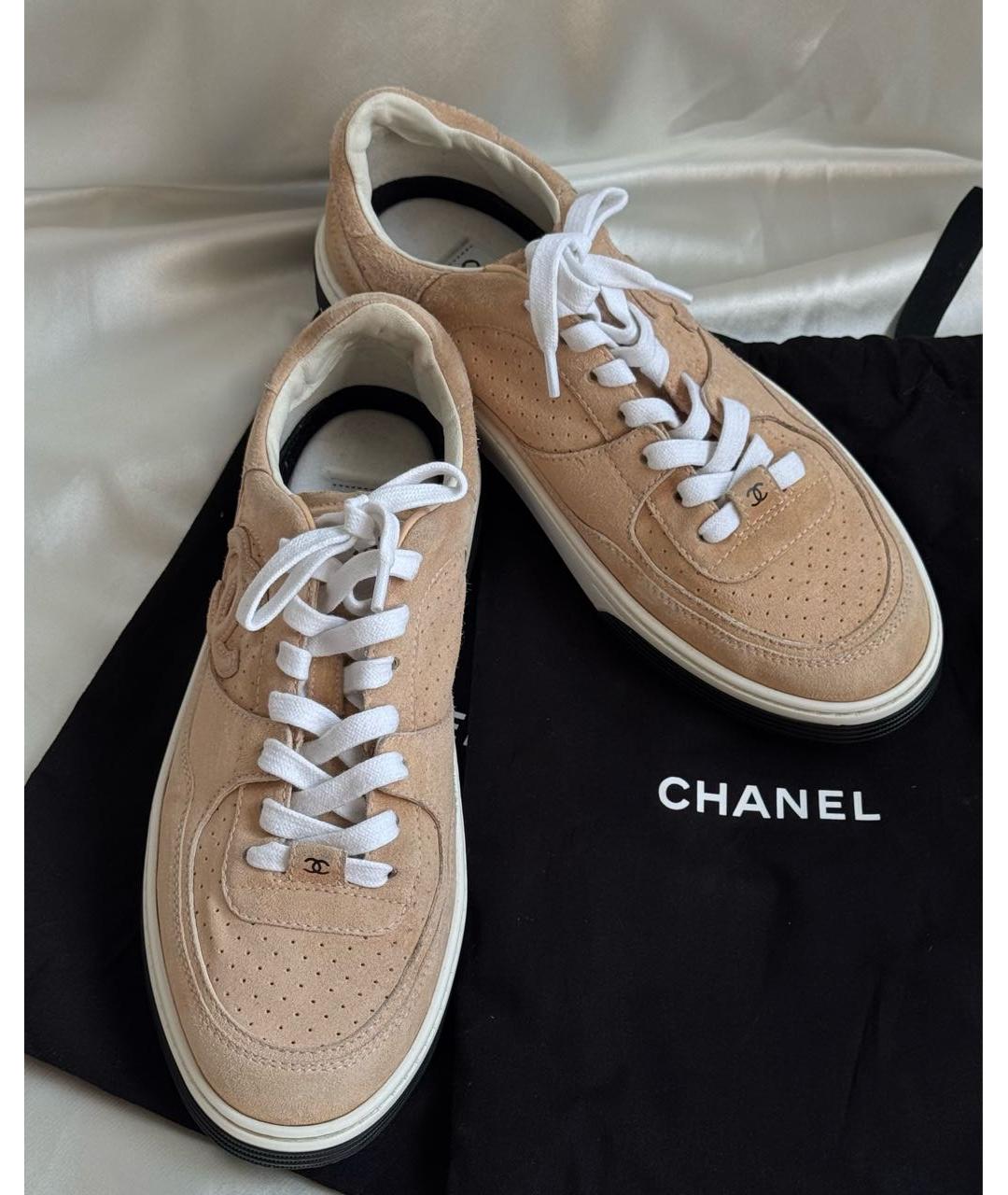 CHANEL Бежевые кожаные кеды, фото 7