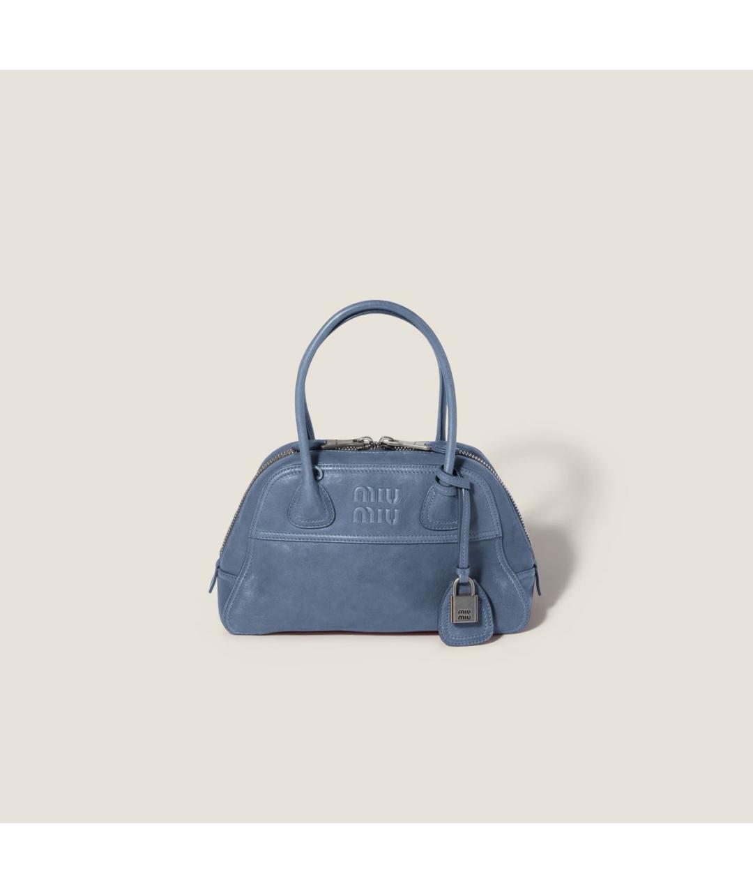 MIU MIU Голубая кожаная сумка с короткими ручками, фото 6