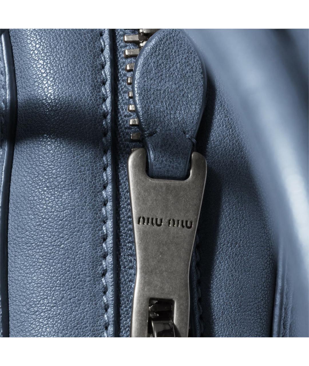 MIU MIU Голубая кожаная сумка с короткими ручками, фото 5