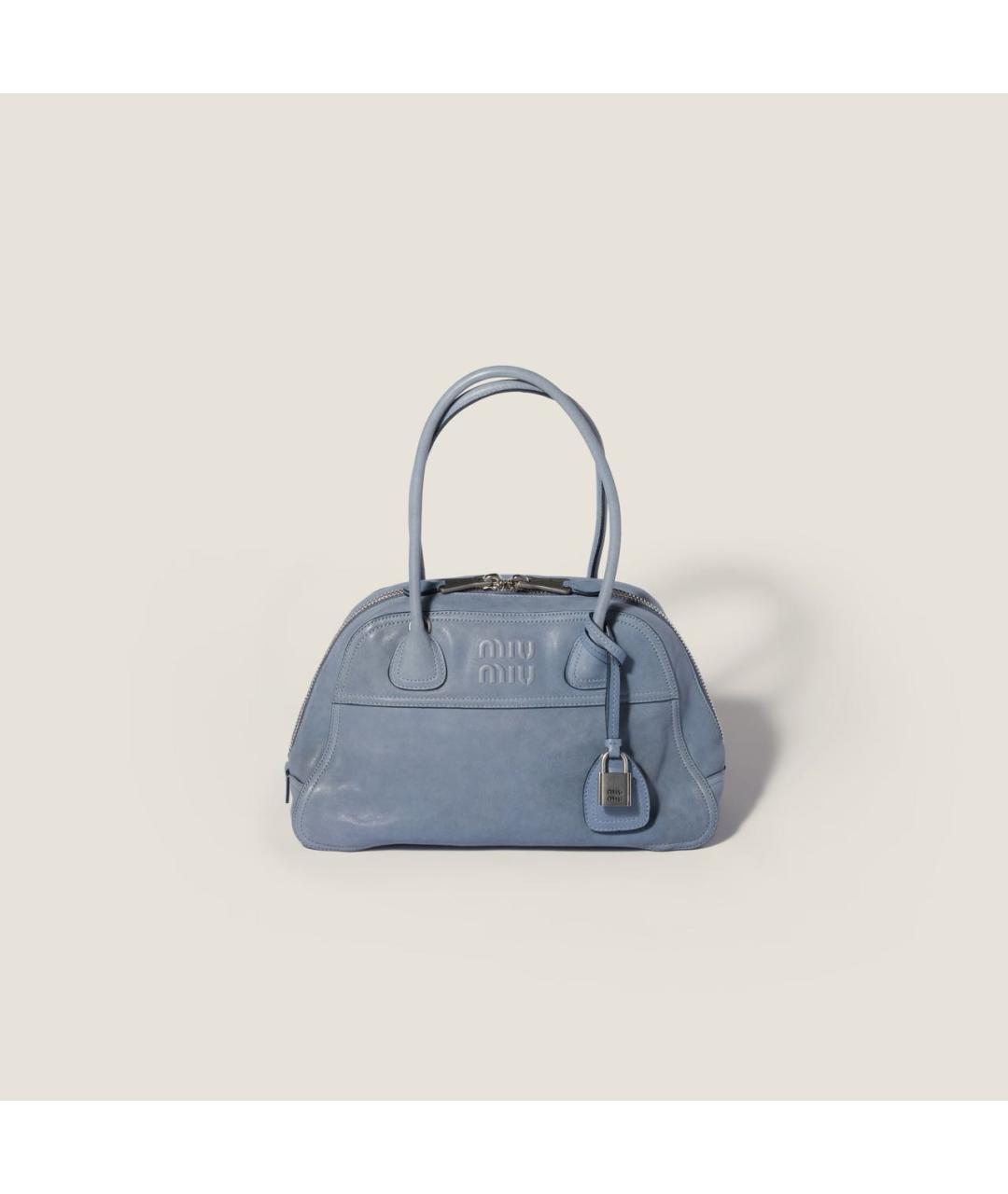 MIU MIU Голубая кожаная сумка с короткими ручками, фото 6