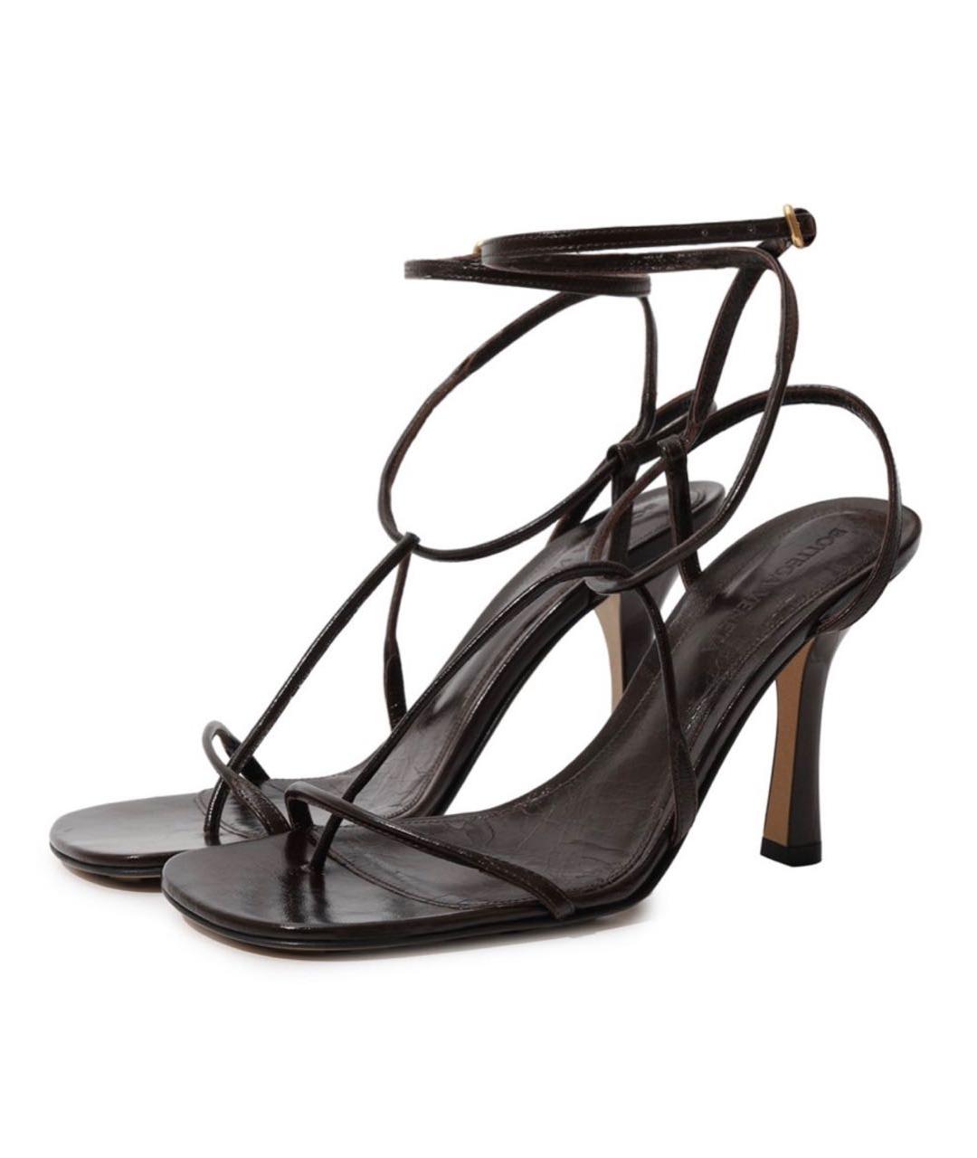 BOTTEGA VENETA Коричневые кожаные босоножки, фото 6
