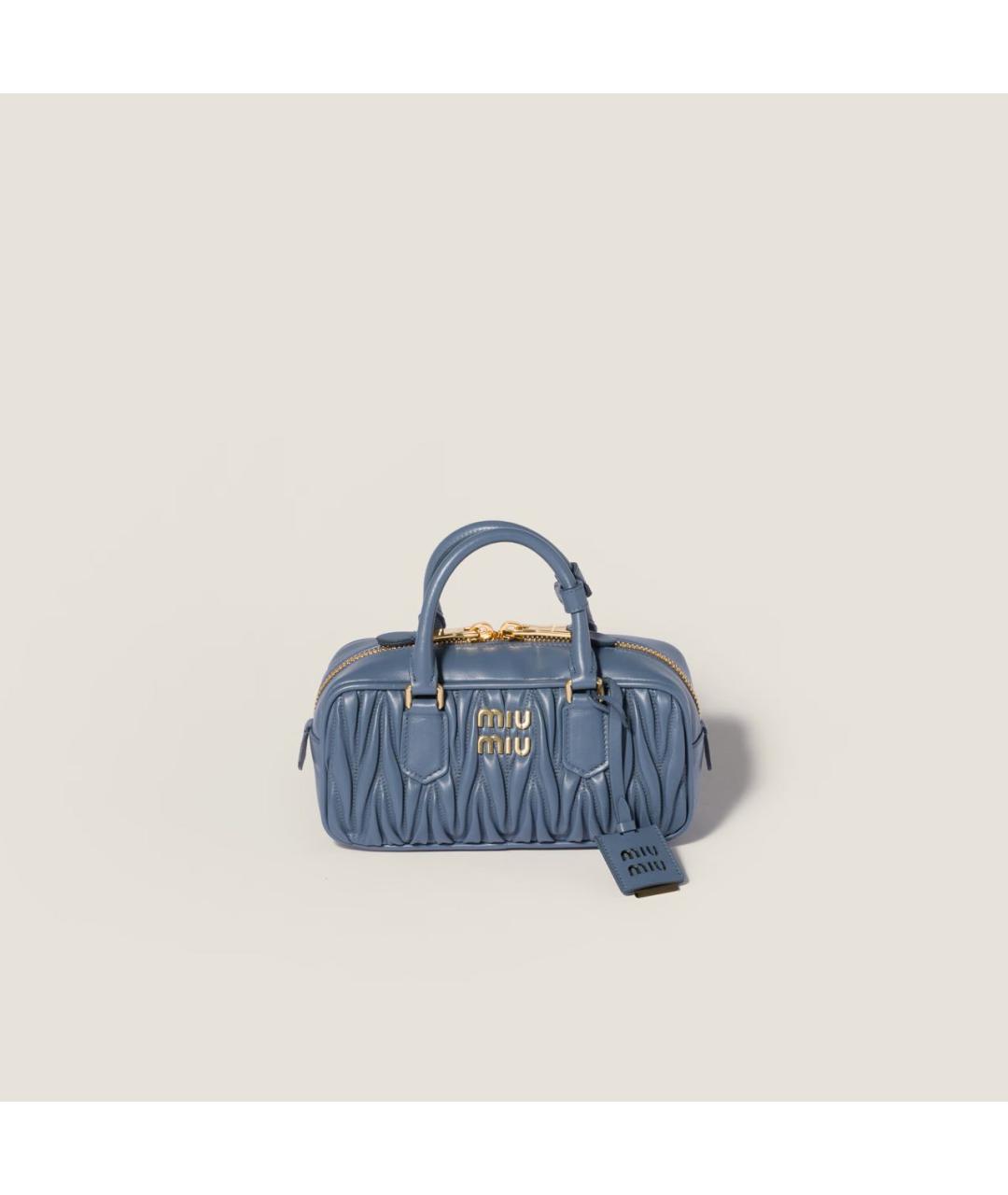 MIU MIU Голубая кожаная сумка с короткими ручками, фото 8