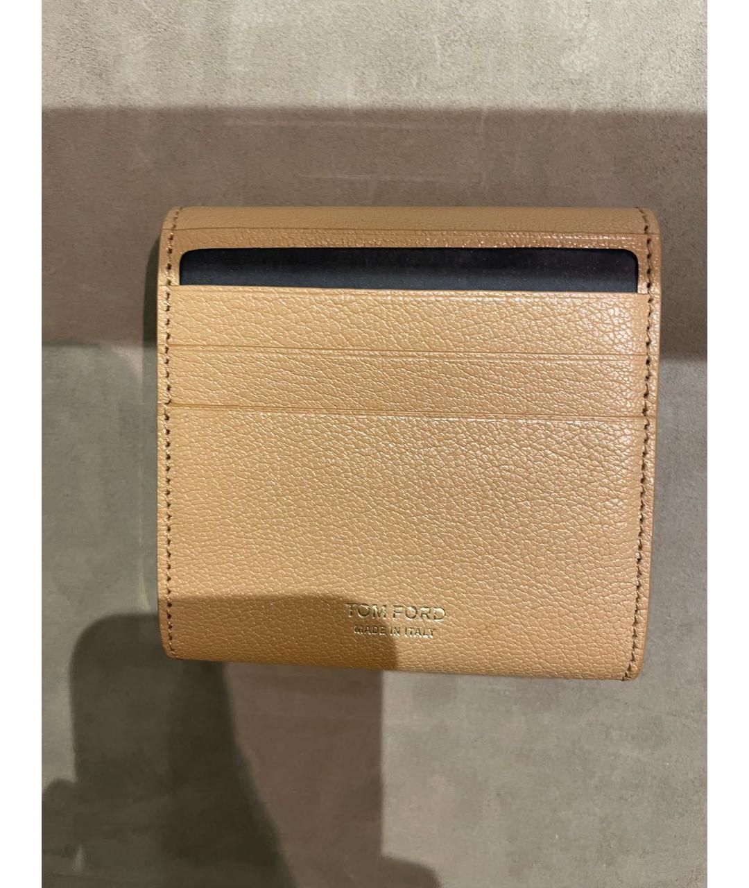 TOM FORD Бежевый кожаный кошелек, фото 3
