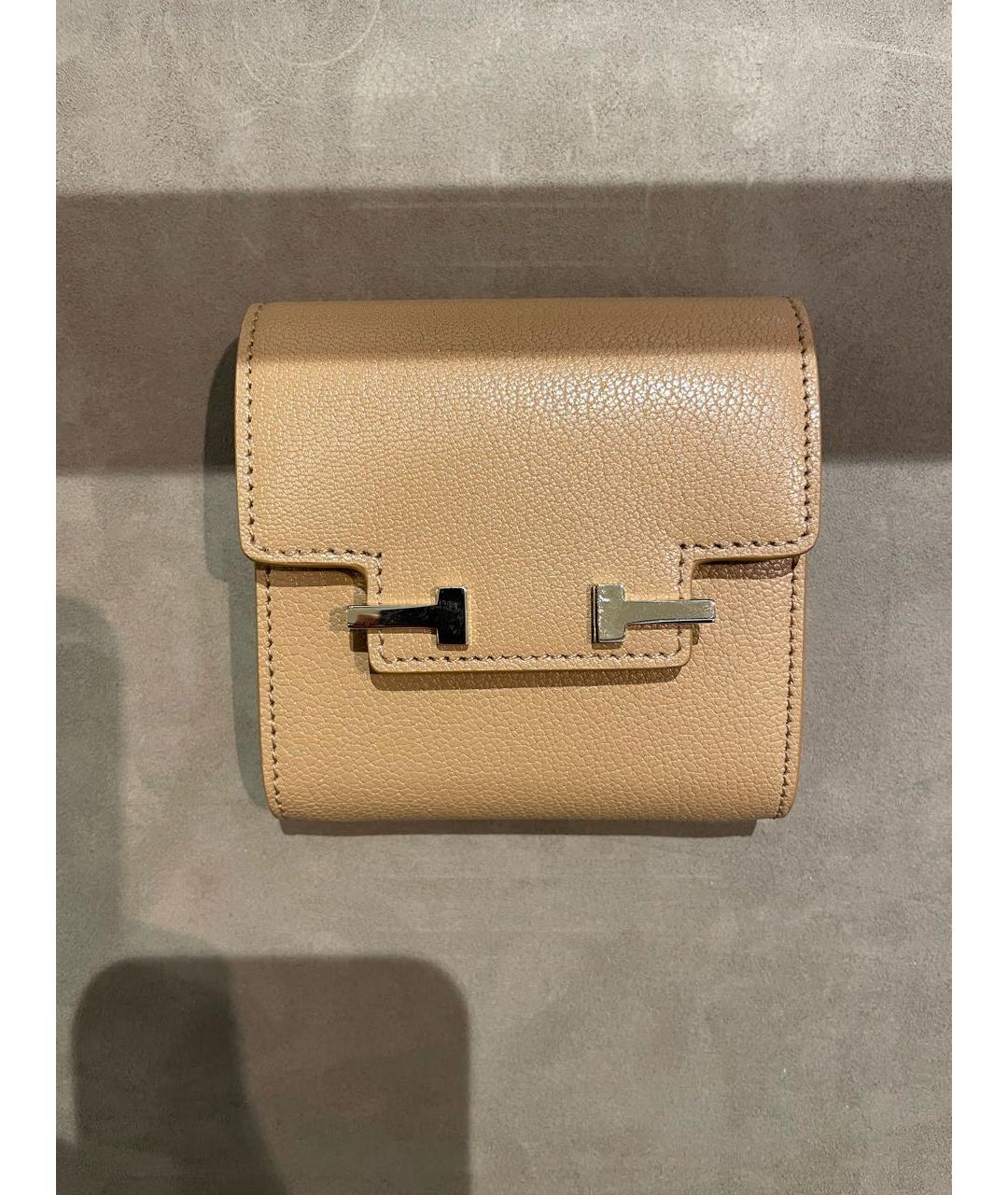 TOM FORD Бежевый кожаный кошелек, фото 5