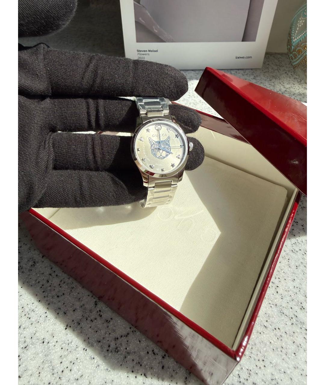 GUCCI Серебряные стальные часы, фото 6