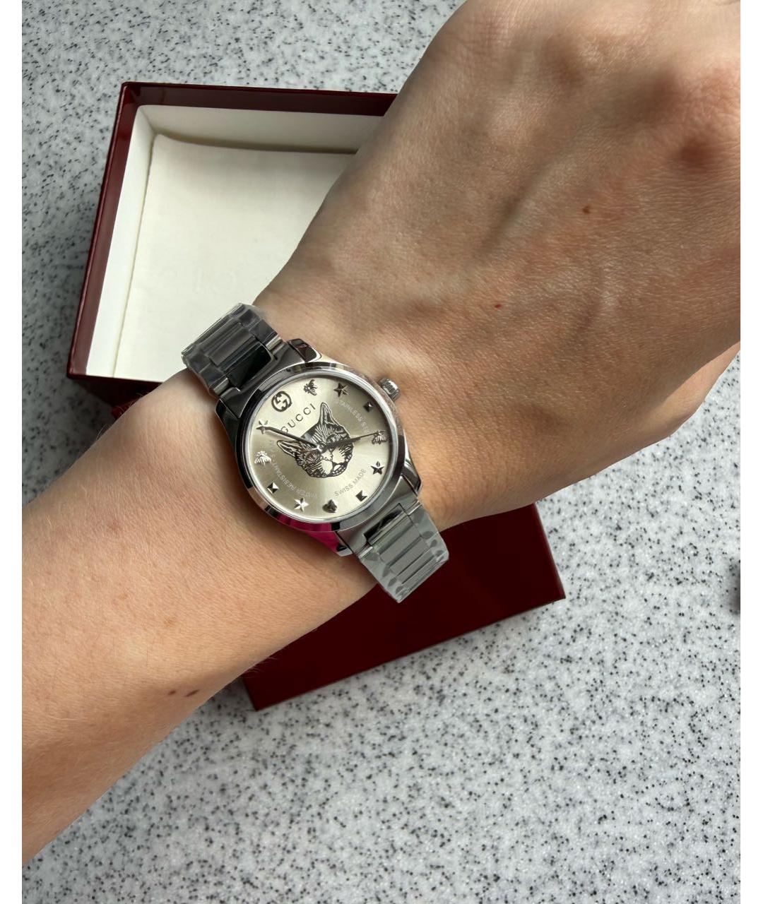 GUCCI Серебряные стальные часы, фото 5