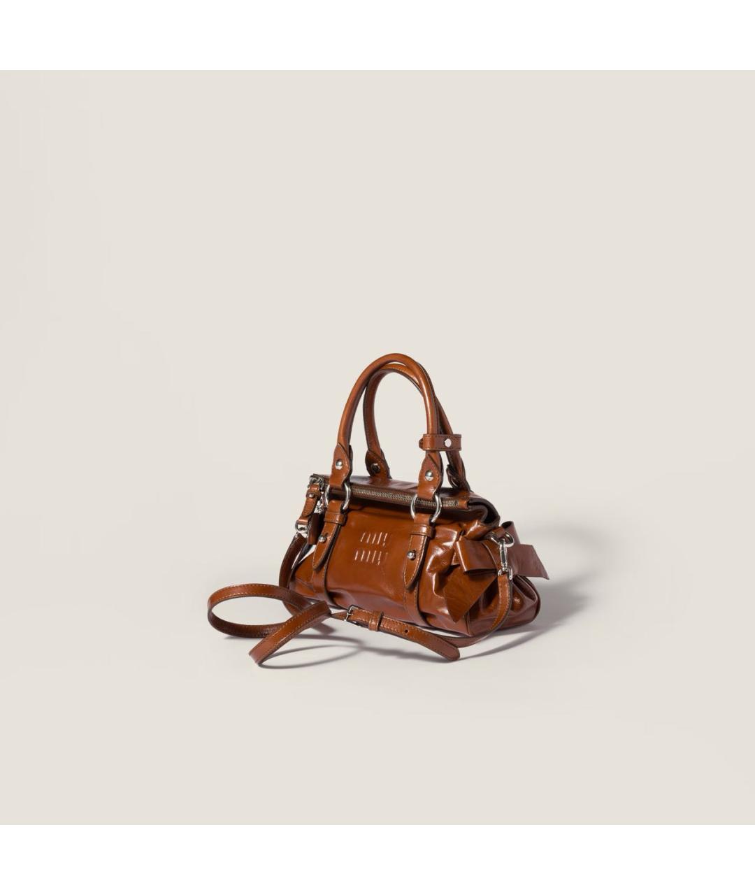 MIU MIU Коричневая кожаная сумка с короткими ручками, фото 2