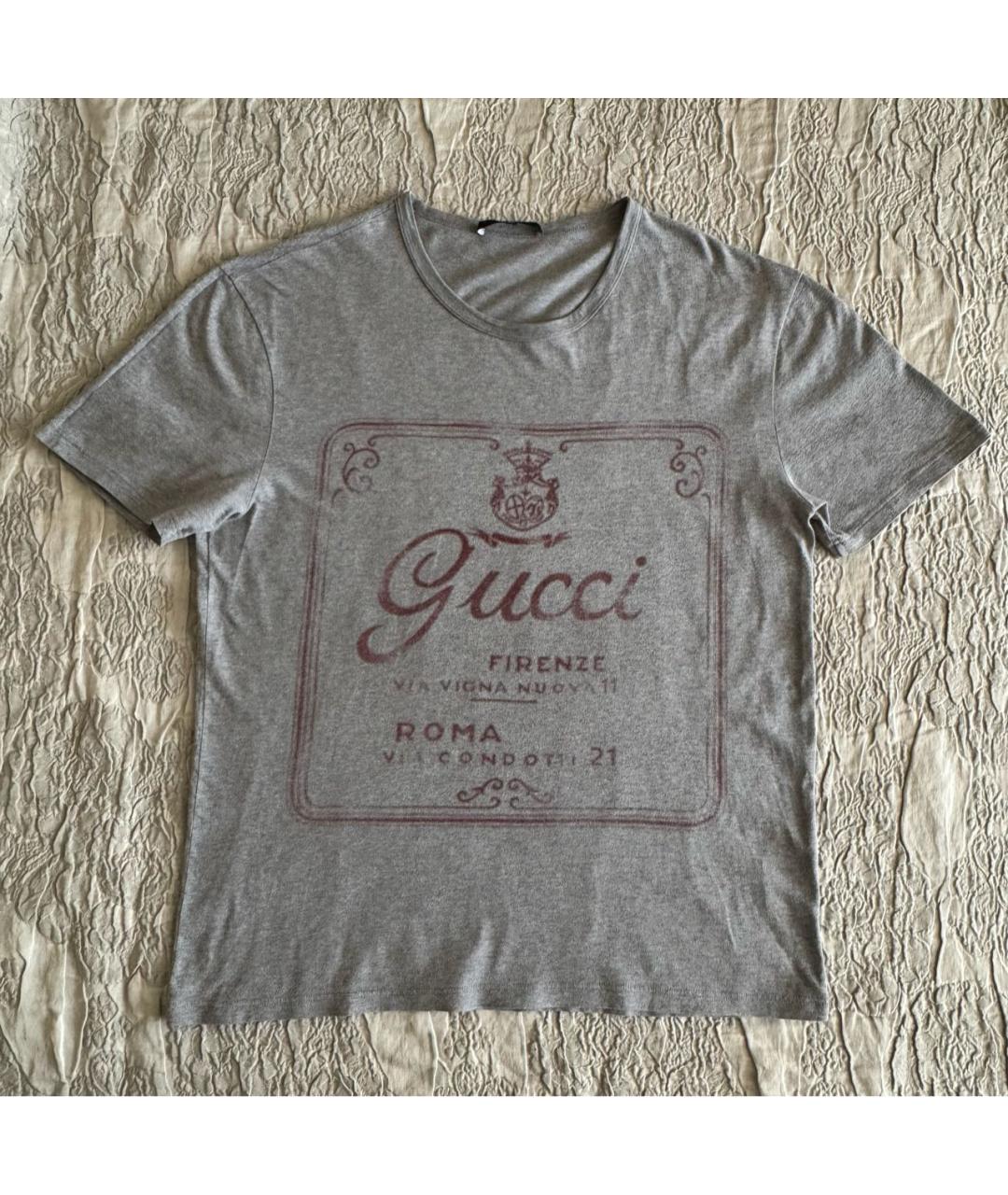 GUCCI Серая хлопковая футболка, фото 5