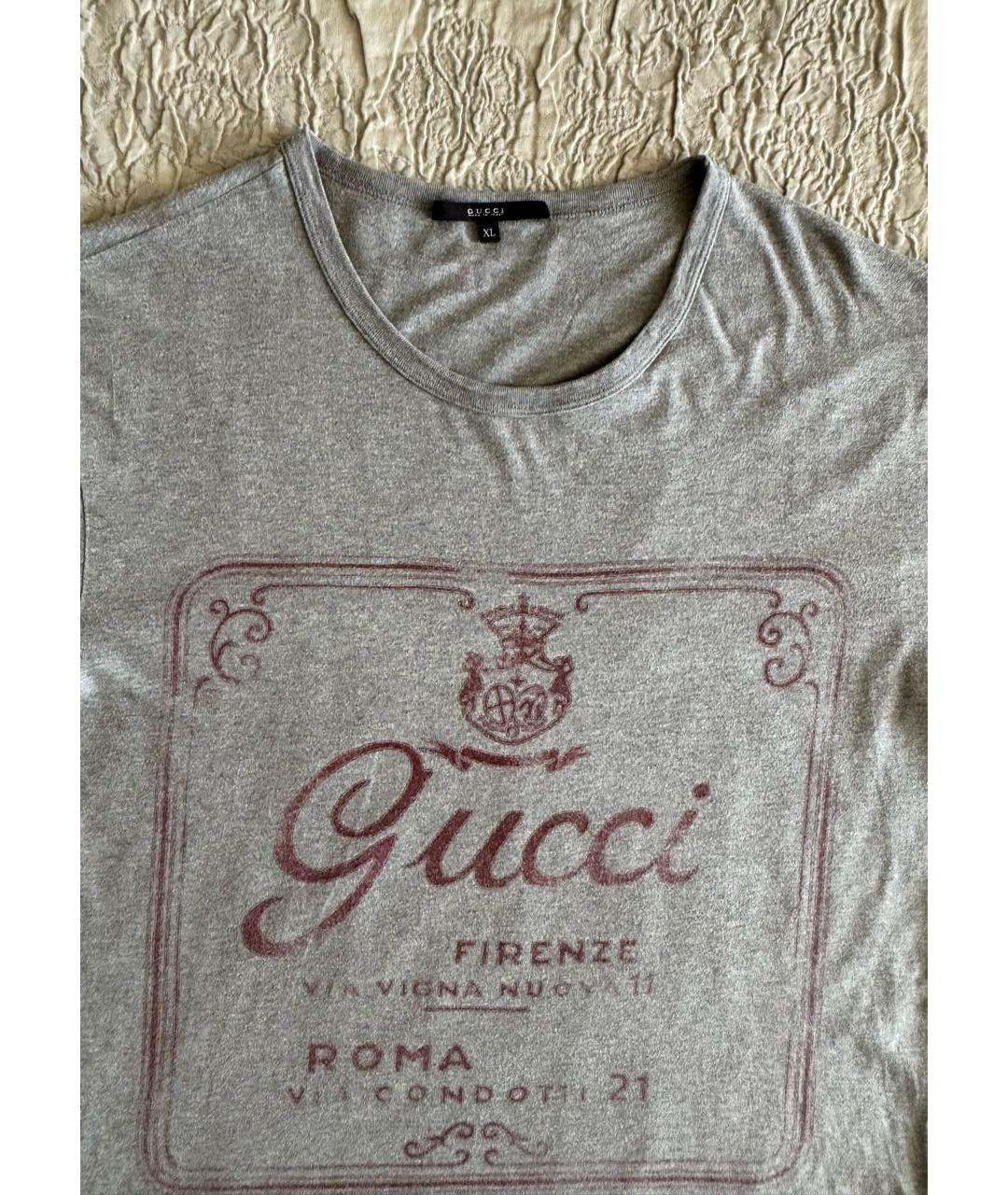 GUCCI Серая хлопковая футболка, фото 3