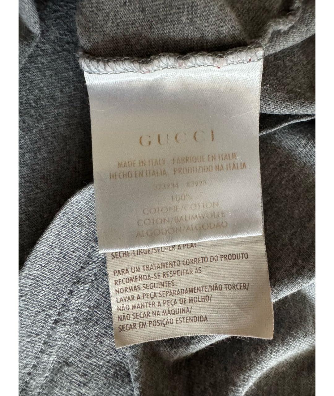 GUCCI Серая хлопковая футболка, фото 4