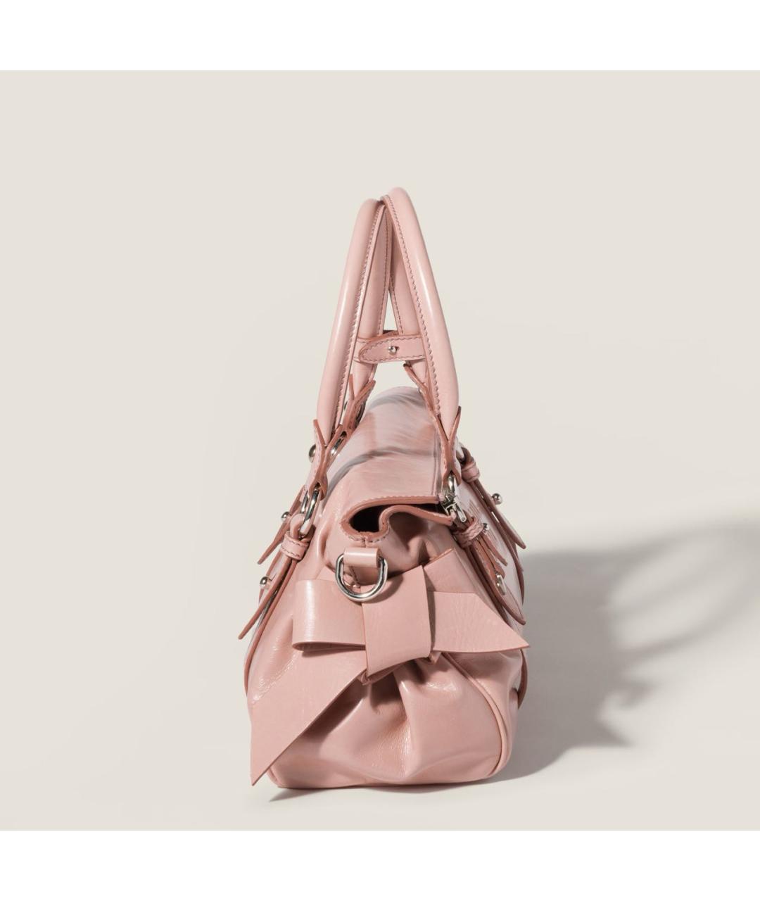 MIU MIU Розовая кожаная сумка с короткими ручками, фото 5