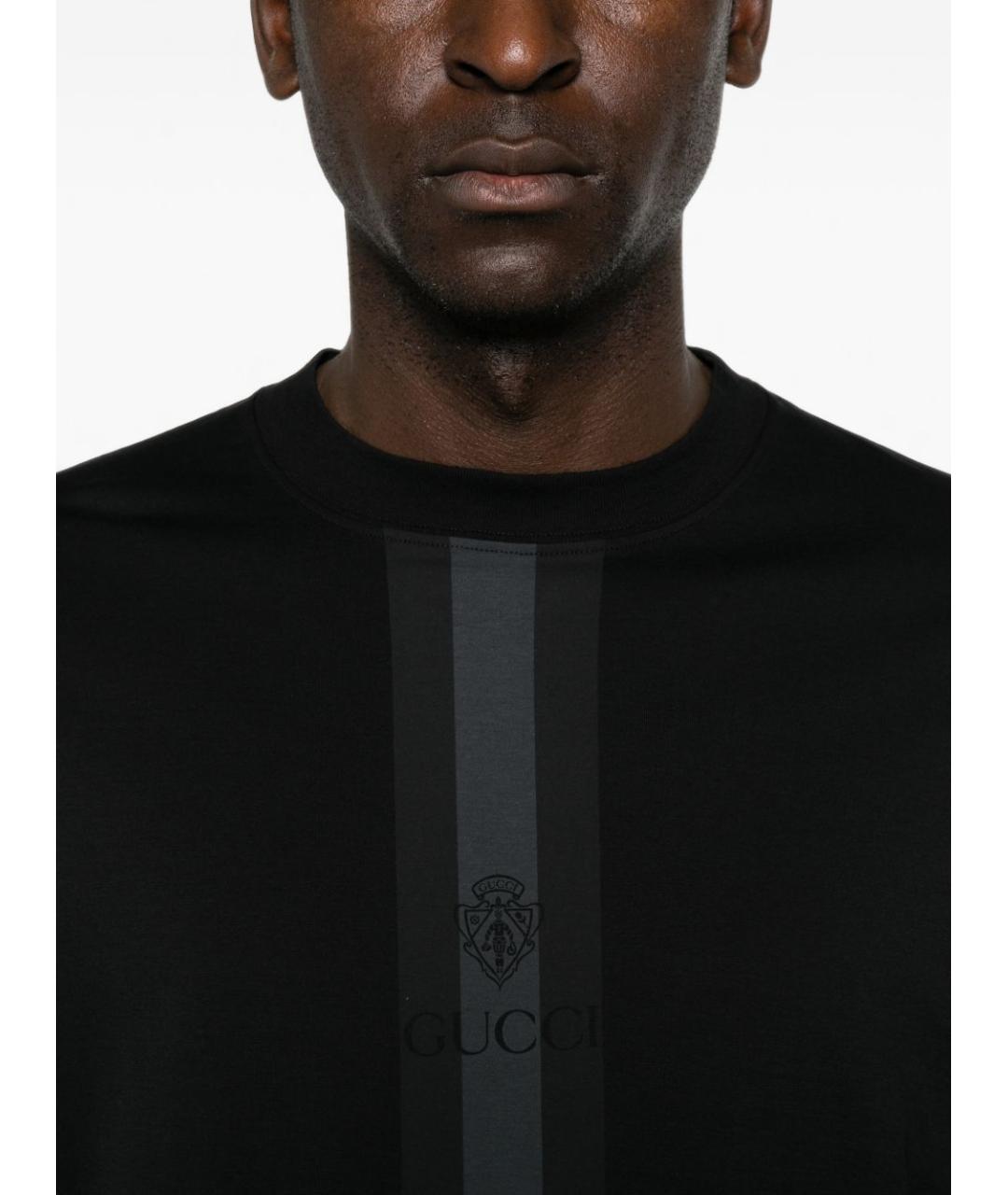 GUCCI Черная хлопковая футболка, фото 2