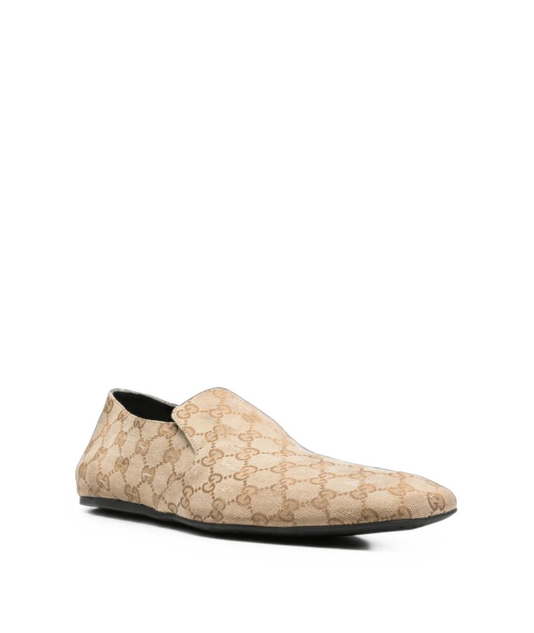GUCCI Бежевые текстильные лоферы, фото 4