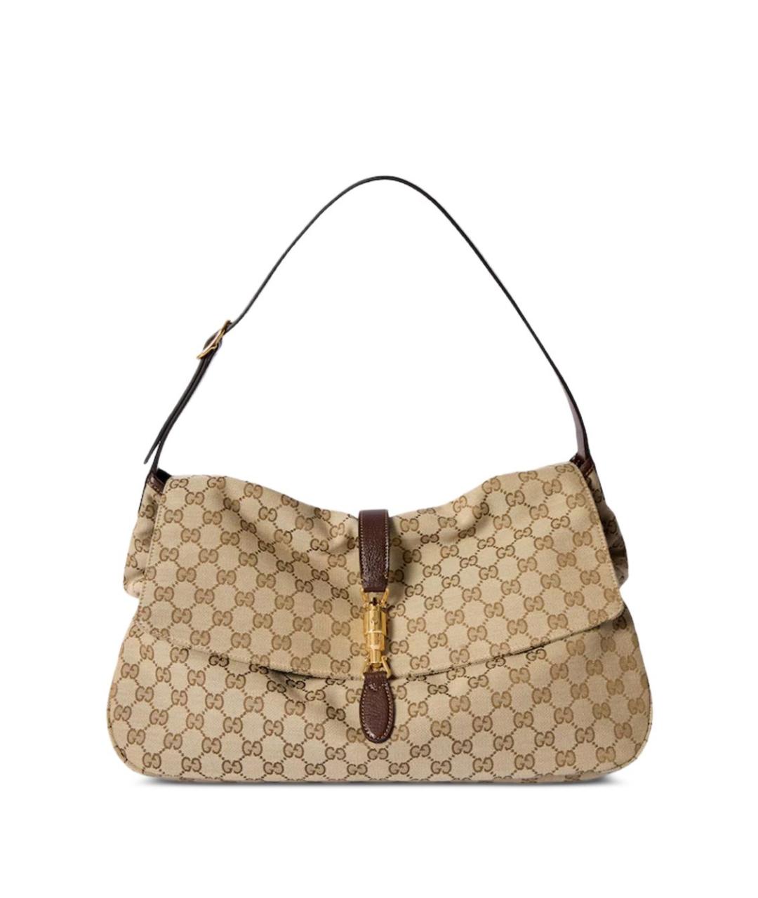 GUCCI Бежевая жаккардовая сумка на плечо, фото 1