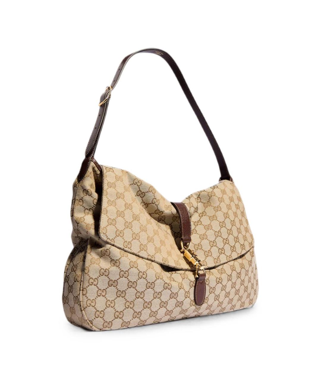 GUCCI Бежевая жаккардовая сумка на плечо, фото 4
