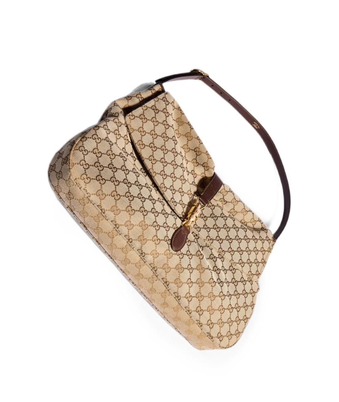 GUCCI Бежевая жаккардовая сумка на плечо, фото 3