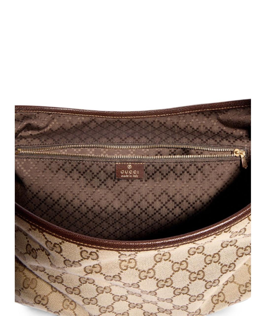 GUCCI Бежевая жаккардовая сумка на плечо, фото 5